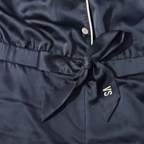 Victoria's Secret Dream Angels Satin Button-front Romper - Navy - Picture 4 of 5